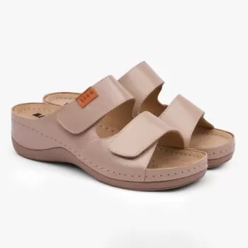 Saboti dama, din piele, de vara, Leon 931, cappuccino-1