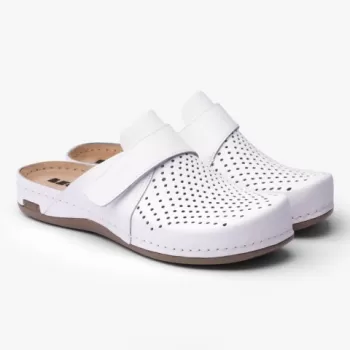 Saboti medicali Leon 970 Bakkar, de dama, din piele, alb mat-1