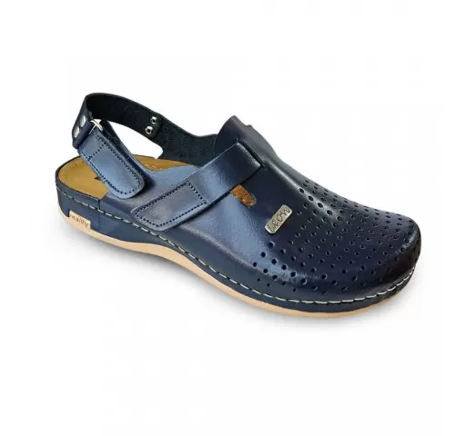 Saboti medicali, de barbati, din piele, bleumarin, Leon 701M-1