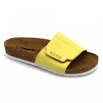 Saboti dama, de vara, din piele, Leon 4022 Orlando, galben-1