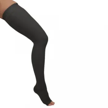 Ciorapi medicali pana la coapsa, cu varf deschis, 30-40 mmHg, negru - ARS05-1
