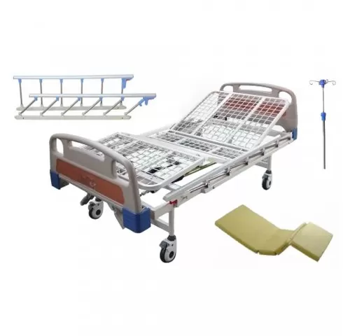 2-Pat-de-spital-mecanic-cu-2-manivele--cu-suport-perfuzie-si-saltea---HL-A133B