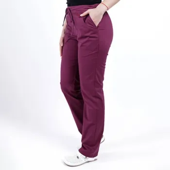 Pantaloni medicali Lotus Flex, stretch, cu elastic si snur, wine, CVC-SP2-1