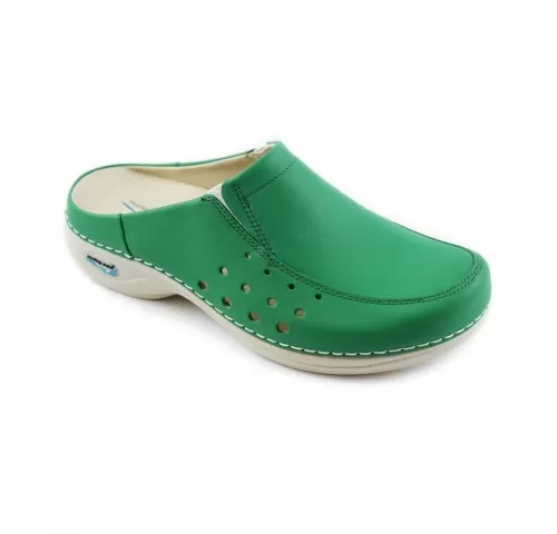 Saboti medicali din piele naturala, lavabili, Nursingcare Wash'Go Berlin, verde-1