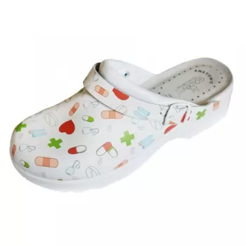 Saboti medicali din piele, cu imprimeu Fantasia 24 - Goldenfit New-1