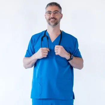 Bluza medicala Lotus Flex, stretch, albastru royal, TRS-KH1-1