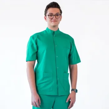 Bluza medicala cu capse, Lotus Flex, stretch, verde chirurgical, TRS-JK7-1