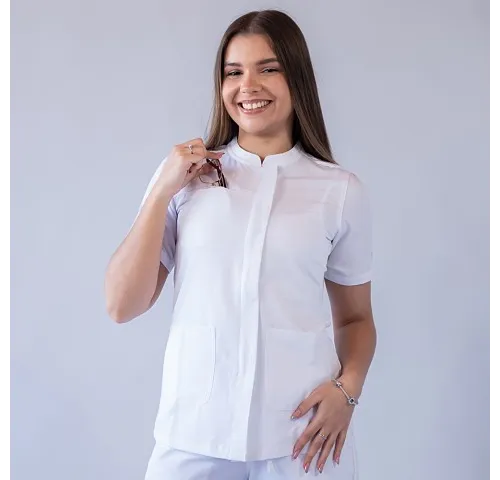 Bluza medicala Lotus Flex, stretch, alb, TRS-JK8-1