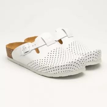 Saboti medicali Leon 4250, de dama, din piele, alb-1