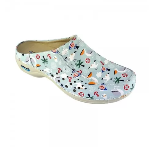 Saboti medicali din piele naturala, lavabili, Nursingcare Wash'Go Berlin, marin-1