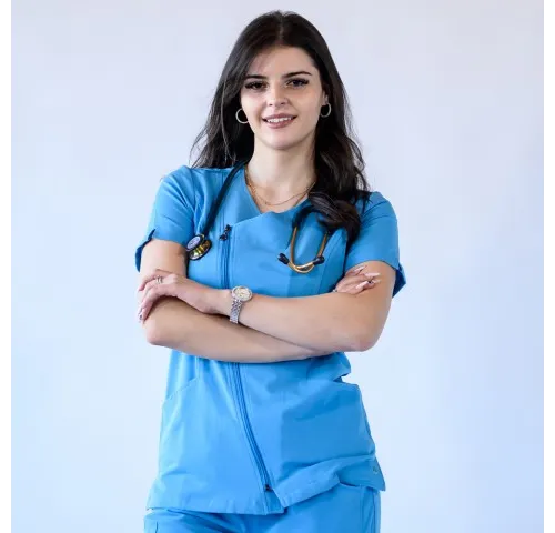 Bluza medicala Lotus Flex, stretch, albastru deschis, TRS-JK1-1