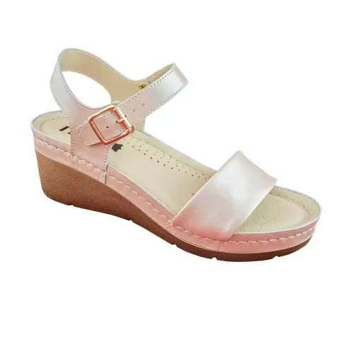 Sandale Leon 1070, de vara, din piele, somon-1