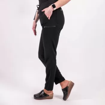 Pantaloni medicali Lotus Flex, stretch, cu snur, negru, TS-SP3-1