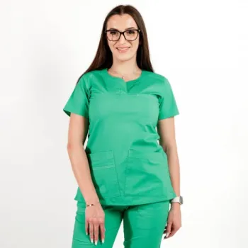 Bluza medicala Lotus Flex, stretch, verde chirurgical deschis, CVC-NP3-1
