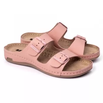 Saboti dama Leon 955, de vara, din piele, roz-1