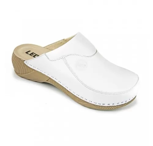 Saboti medicali Leon 3100, de dama, din piele, alb-1