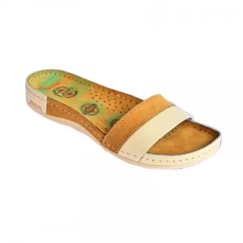 Saboti dama, de vara, din piele, Leon 990, bej-1