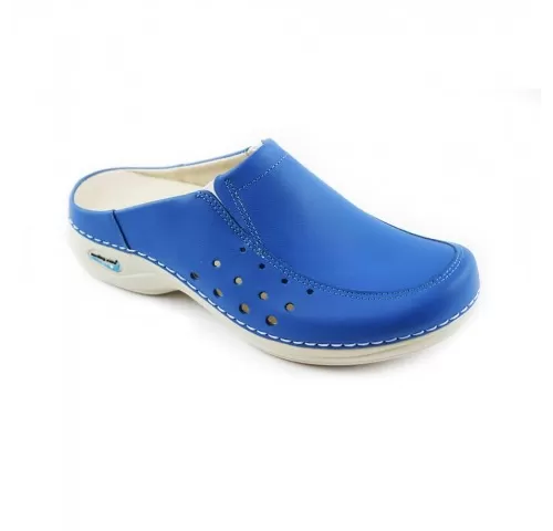 Saboti medicali din piele naturala, lavabili, Nursingcare Wash'Go Berlin, albastru electric-1