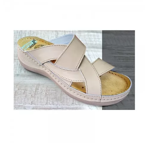 Saboti dama, de vara, din piele, Leon 910, bej-1