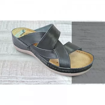 Saboti dama, de vara, din piele, Leon 910, negru-1