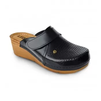 Saboti medicali Leon 1001, de dama, din piele, negru-1