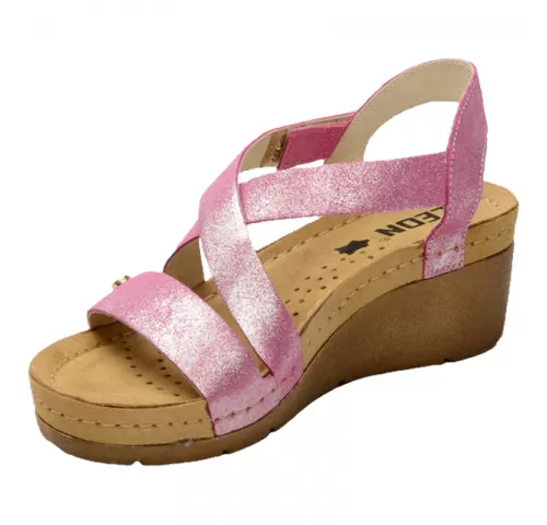 Sandale dama, din piele, de vara, Leon 1005, roz-1