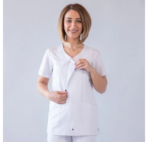 Bluza medicala Lotus Flex, stretch, alb, TRS-JK1-1