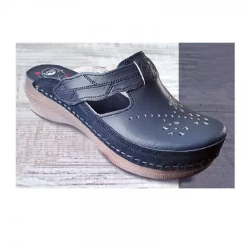 Saboti medicali de dama, din piele, Leon PU156, albastru-1