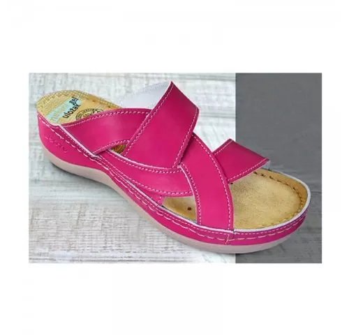 Saboti dama, de vara, din piele, Leon 910, ciclam-1