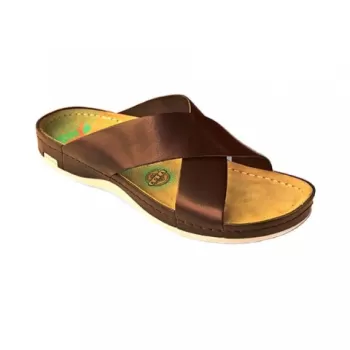 Saboti barbati, din piele, de vara, Leon 705M, maro-1