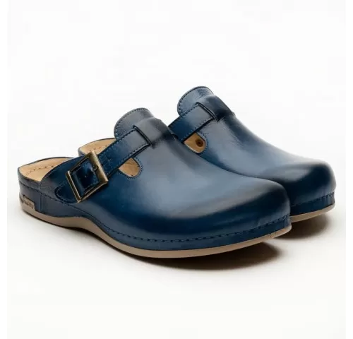 Saboti medicali, de barbati, din piele, bleumarin, Leon 707M-1