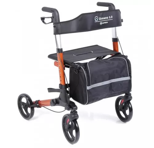 Rolator pliabil cu cadru din aluminiu vopsit, culoare portocaliu - RP545A OCEANO 2.0-2