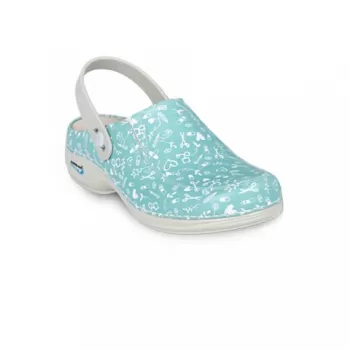 Saboti medicali din piele naturala, lavabili, cu bareta, Nursingcare Wash'Go Paris, Sweet Aqua-1