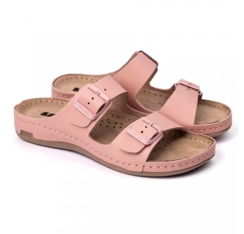 Saboti dama Leon 955, de vara, din piele, roz-1