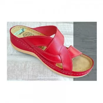 Saboti dama, de vara, din piele, Leon 910, rosu-1