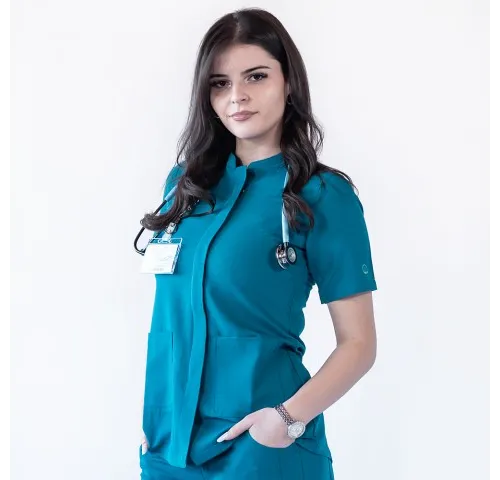 Bluza medicala Lotus Flex, stretch, turcoaz inchis, TRS-JK8-1