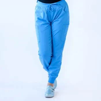 Pantaloni medicali Lotus Flex, stretch, cu snur, albastru deschis, TRS-SP4-V3-1