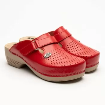 Saboti medicali Leon 159, de dama, din piele, rosu-1