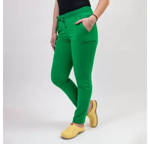 Pantaloni medicali Lotus Flex, stretch, cu snur, verde chirurgical inchis, TS-SP3-1