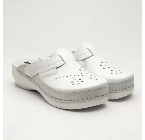 Saboti medicali de dama, din piele, Leon PU156, alb-1