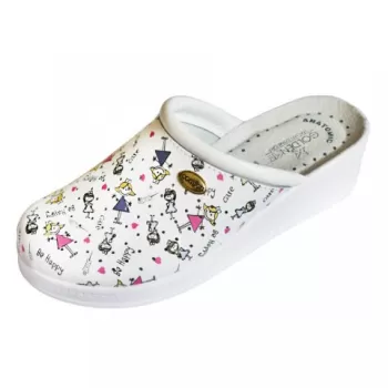 Saboti medicali din piele, cu imprimeu Fantasia 22 - Goldenfit 707/L-1