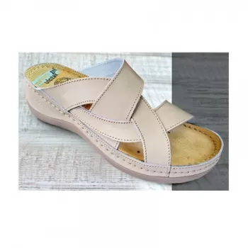 Saboti dama, de vara, din piele, Leon 910, bej-1