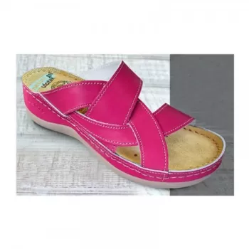 Saboti dama, de vara, din piele, Leon 910, ciclam-1