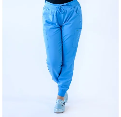 Pantaloni medicali Lotus Flex, stretch, cu snur, albastru deschis, TRS-SP4-V3-1