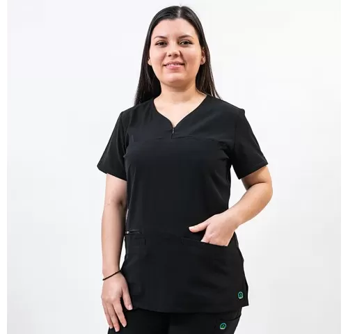 Bluza medicala Lotus Flex, stretch, negru, TS-NP10-1
