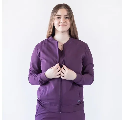 Jacheta medicala cu fermoar Lotus Flex, stretch, wine, TRS-JK10-1
