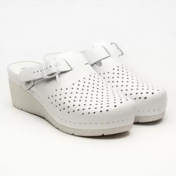 Saboti medicali, de dama, din piele, alb, Leon 1000-1