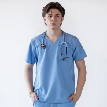 Bluza medicala Lotus Flex, stretch, albastru ciel, TRS-NP23-1