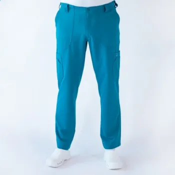 Pantaloni medicali Lotus Flex, stretch, pentru barbati, turcoaz inchis, TRS-KH2-1