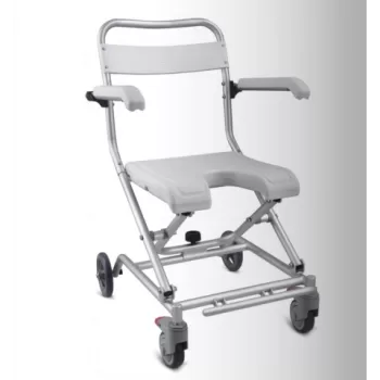 Scaun pentru baie pliabil, cu roti, sezut in forma de U - FS7962L-1